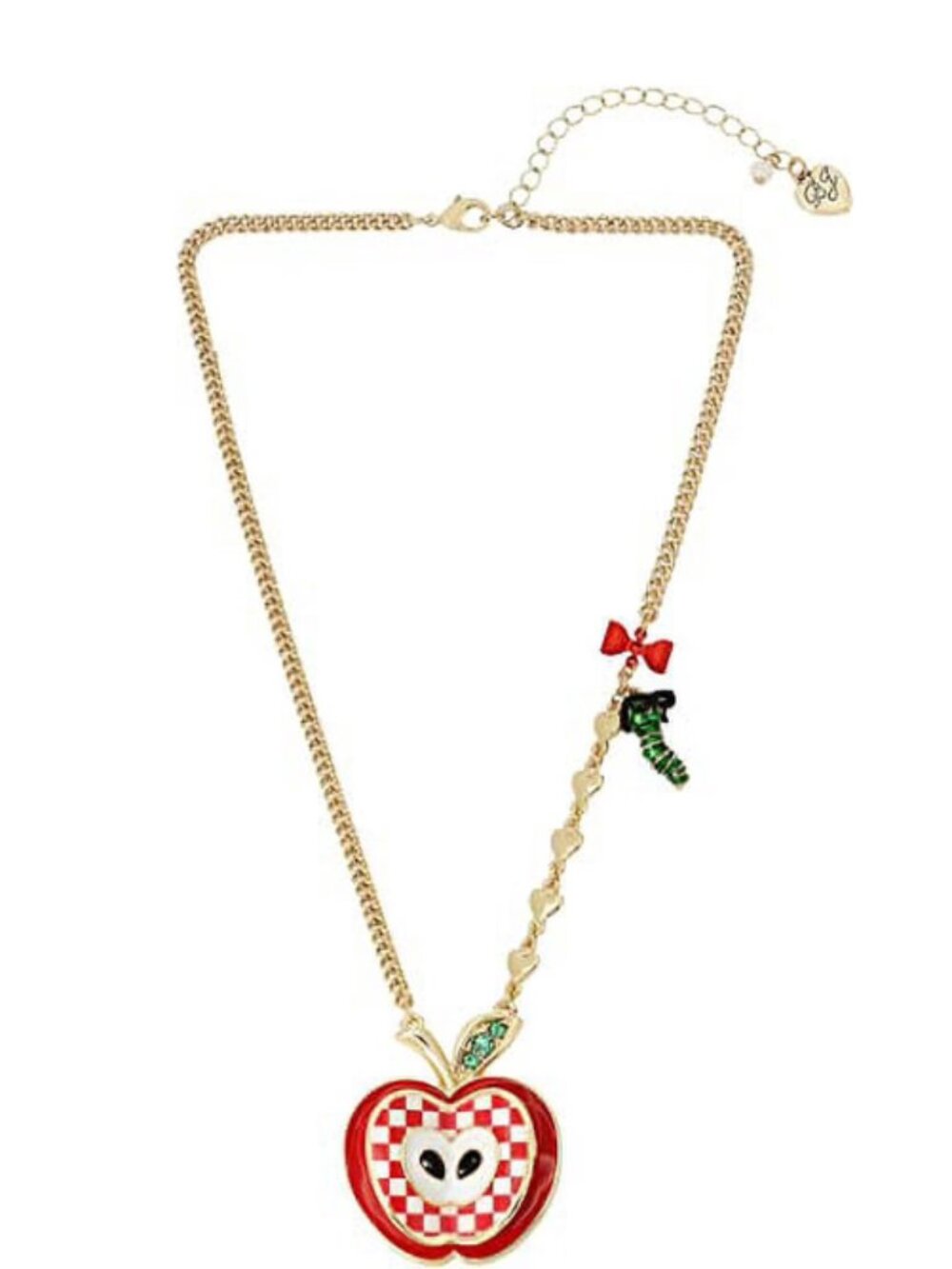 Betsey Johnson Women's Back to Cool Apple Pendant Necklace
